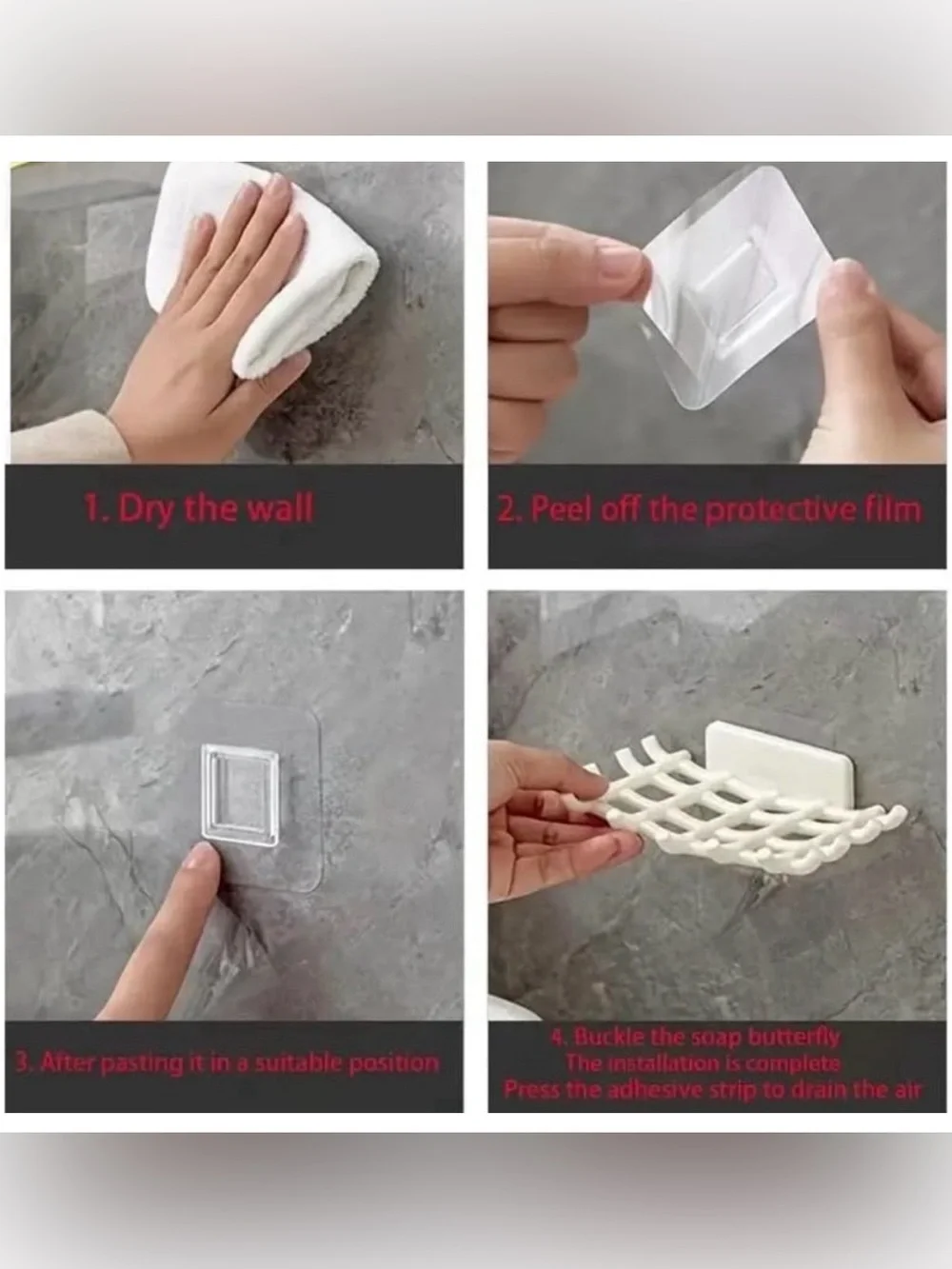 💞 New White No-Drill Adhesive Wall-Mounted Soap Dish & Loofah Holder